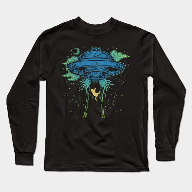 UFO Cat Long Sleeve T-Shirt by Psitta